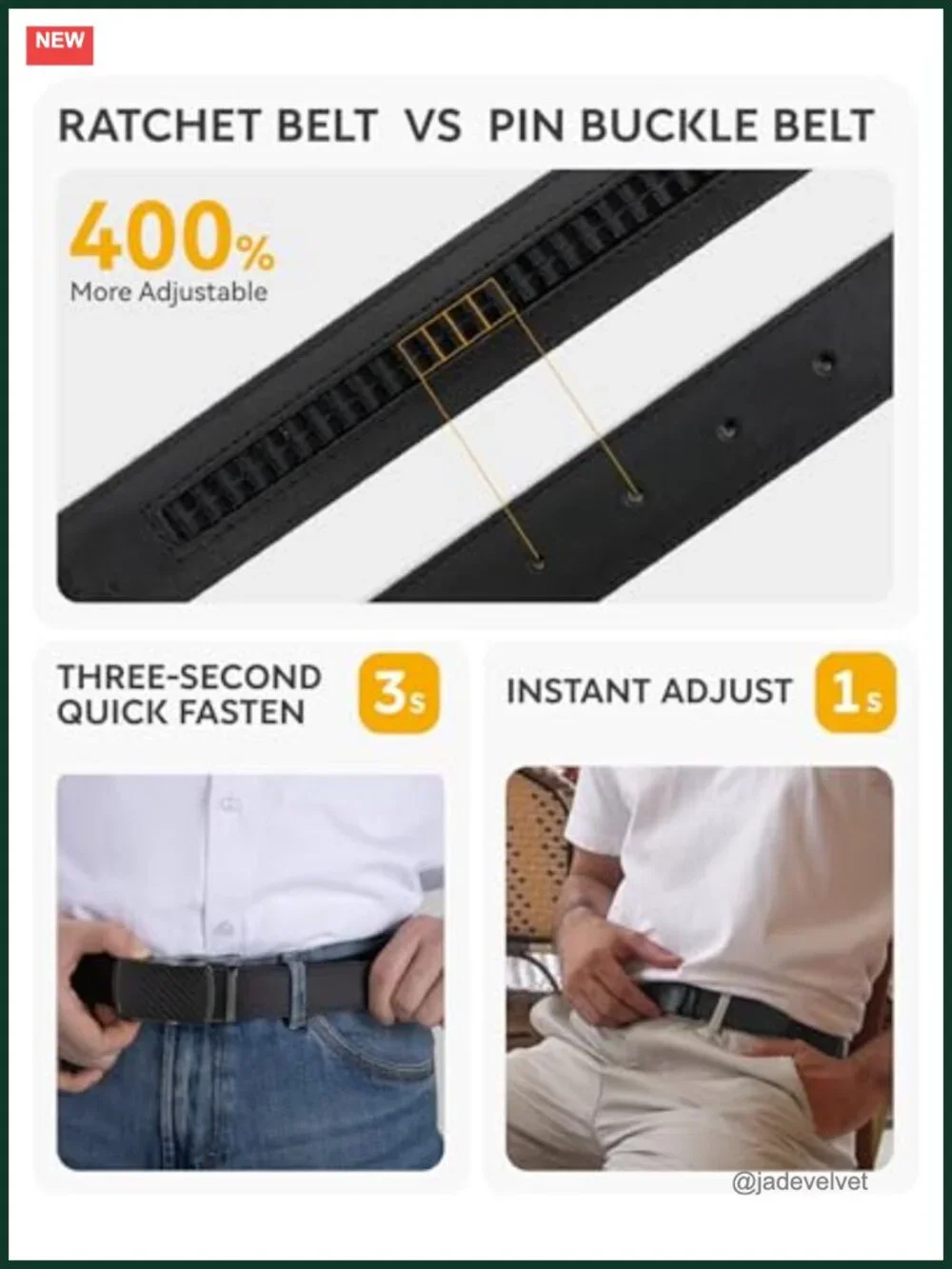 Men's Genuine Leather Ratchet Belt Adjustable Dress Belt
